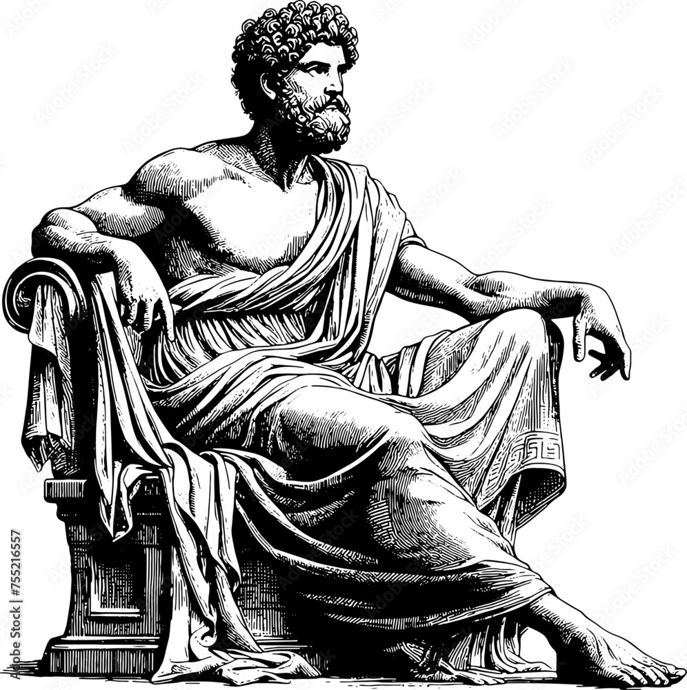 Fototapeta premium Sitting Ancient Greek Man