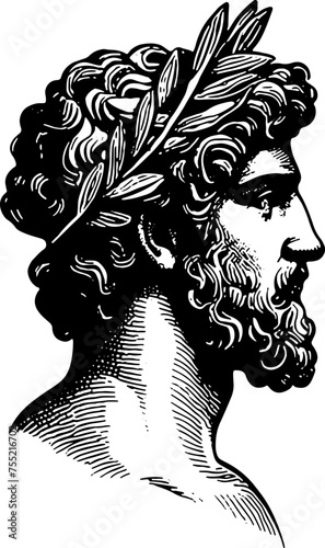 Ancient Greek Man Profile Portrait