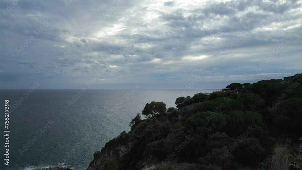 Aerial view of the horizon with dark cloudy sky during sunset, 4K Aerial view of the horizon with dark cloudy sky during sunset, 4K