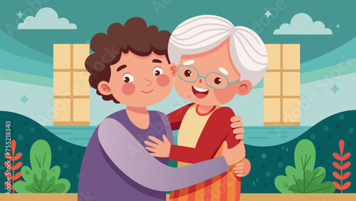 grandmother and grandson vector illustration