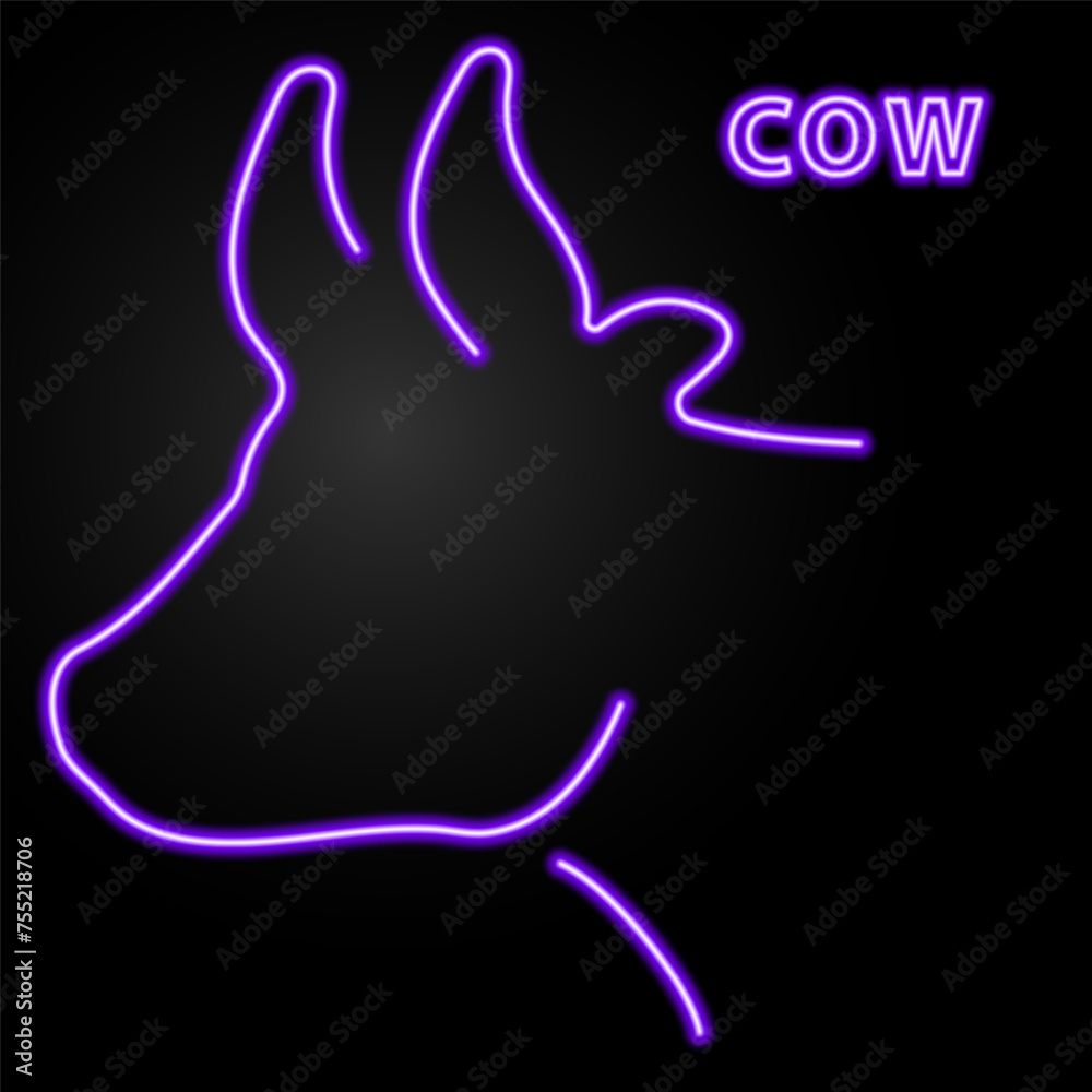 cow neon sign, modern glowing banner design, colorful modern design trend on black background. Vector illustration. cow neon sign, modern glowing banner design, colorful modern design trend on black background. Vector illustration.