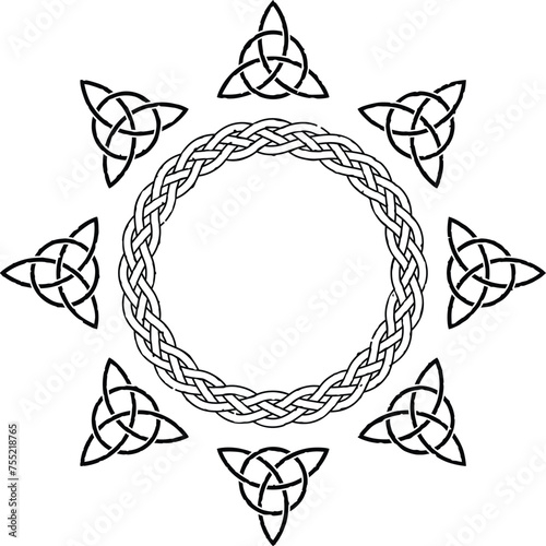 Celtic Triquetra Sun with Celtic Ring Pattern