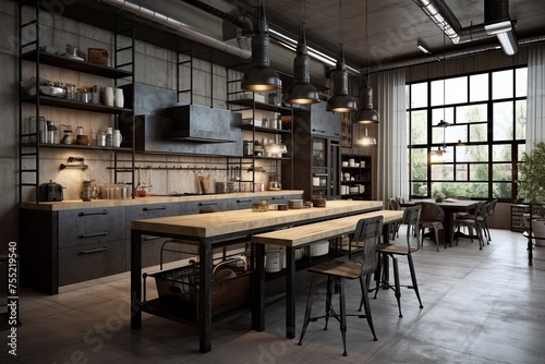 Concrete Elegance: Industrial-Chic Kitchen Designs with Striking Metal Accents © Michael