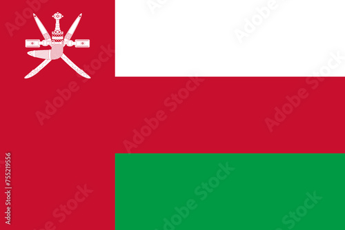 Oman vector flag in official colors and 3:2 aspect ratio.