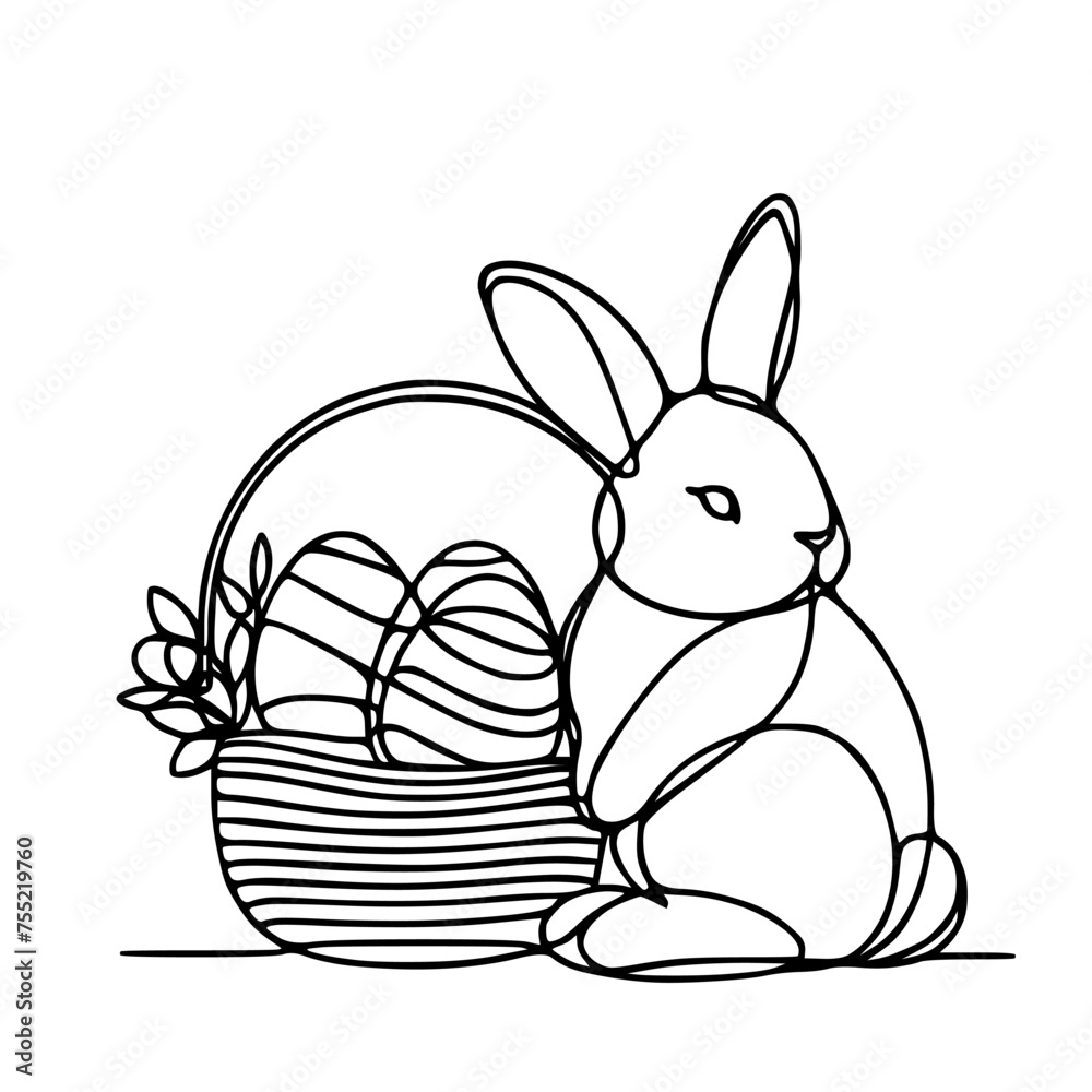 Bunny with eggs Easter coloring page Bunny with eggs Easter coloring page