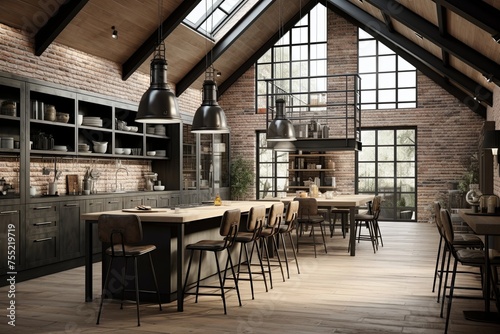 Industrial-Style Kitchen Inspirations: High Ceilings & Spacious Vibes © Michael