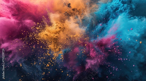 Colorful powder splash explosion dust paint wallpaper background © Irina