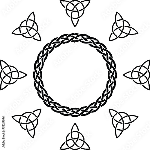 Grunge Celtic Triquetra Sun with Celtic Ring Pattern