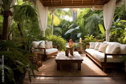Outdoor Rugs and Comfortable Seating: Lush Tropical Backyard Patio Inspirations