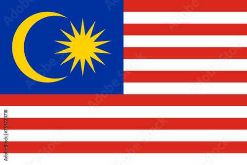 Malaysia vector flag in official colors and 3:2 aspect ratio.