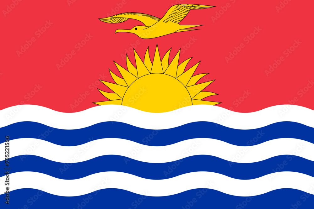 Obraz premium Kiribati vector flag in official colors and 3:2 aspect ratio.