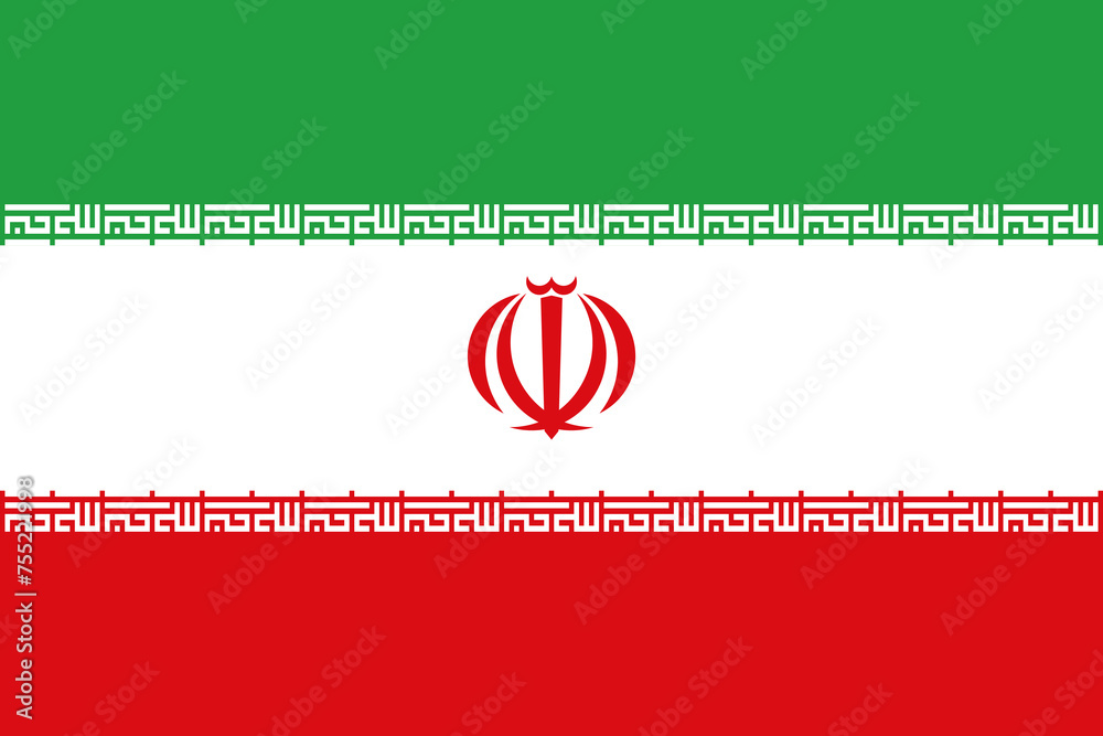 Iran vector flag in official colors and 3:2 aspect ratio.