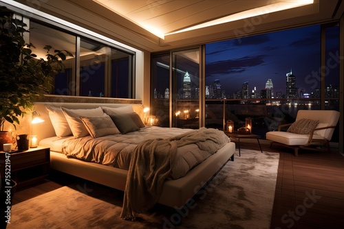 Rooftop Oasis: Luxurious Penthouse Bedroom Decor with Private Terrace Access