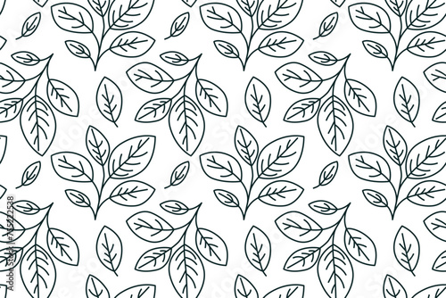 Hand drawn floral pattern vector design. Simple ornament with plant and leaf. © SolaruS