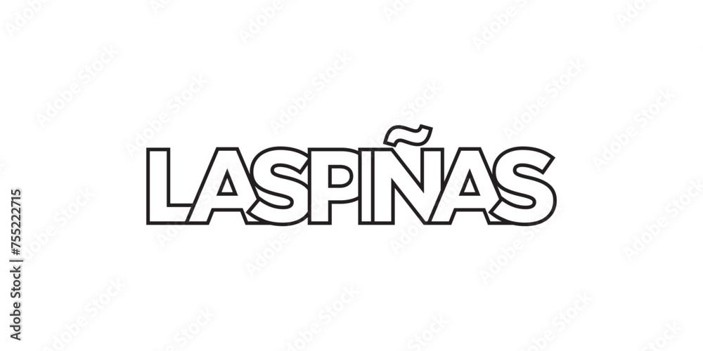 Las Pinas in the Philippines emblem. The design features a geometric style, vector illustration with bold typography in a modern font. The graphic slogan lettering.