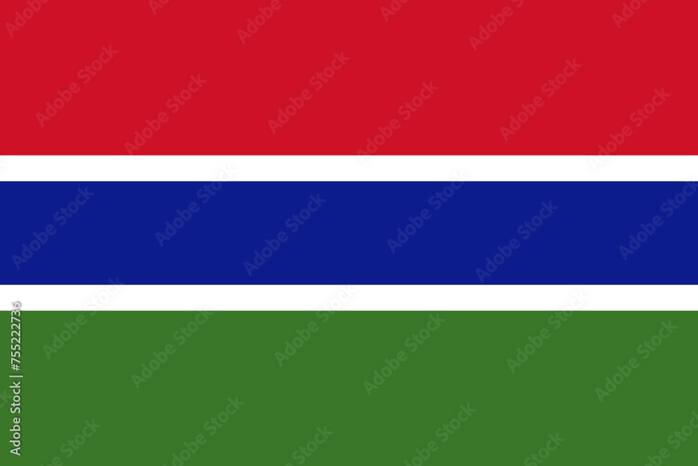 Fototapeta premium Gambia vector flag in official colors and 3:2 aspect ratio.