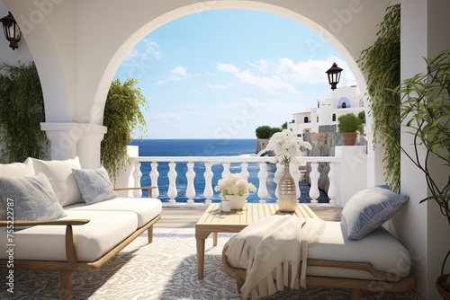 Mediterranean Seafront Balcony: Cozy Seating Concept for Ultimate Relaxation © Michael