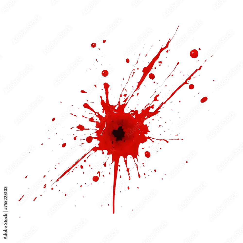 Set of realistic bloody splatters. Drop and blob of blood. Bloodstains. Isolated.