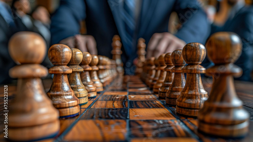 Checkmate strategies: chessboard in the corporate world photo