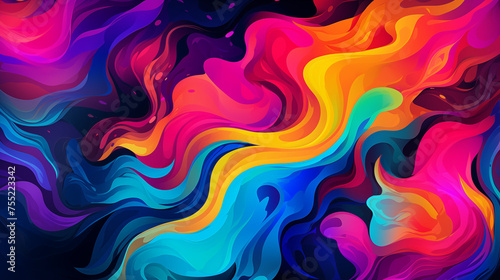Warm Abstract Flow with Red, Orange, and Blue Swirls