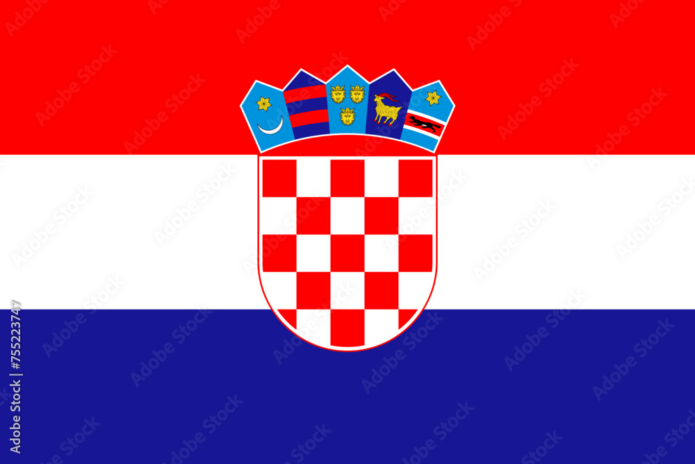 Croatia vector flag in official colors and 3:2 aspect ratio.