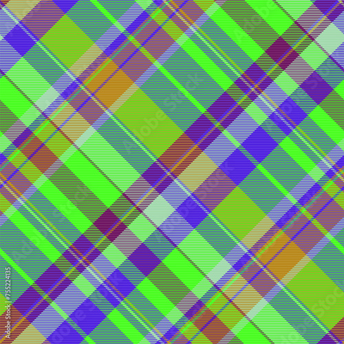 Decoration plaid tartan fabric, hippy background seamless vector. Christmas ornament pattern textile check texture in indigo and bright colors. © SolaruS