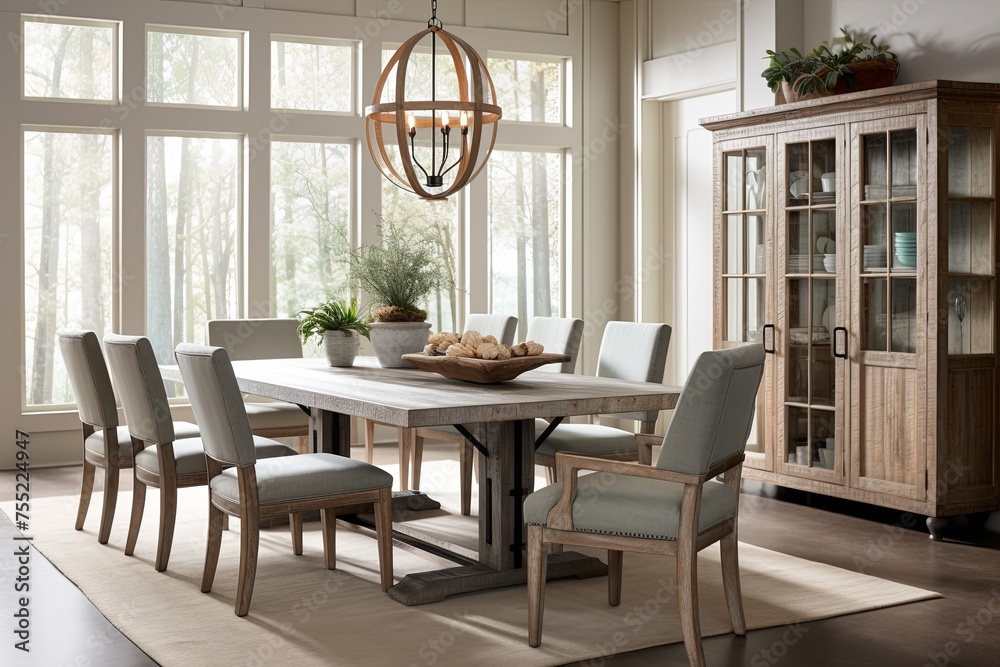 Distressed Elegance: Modern Farmhouse Dining Room Inspirations with a Worn Look