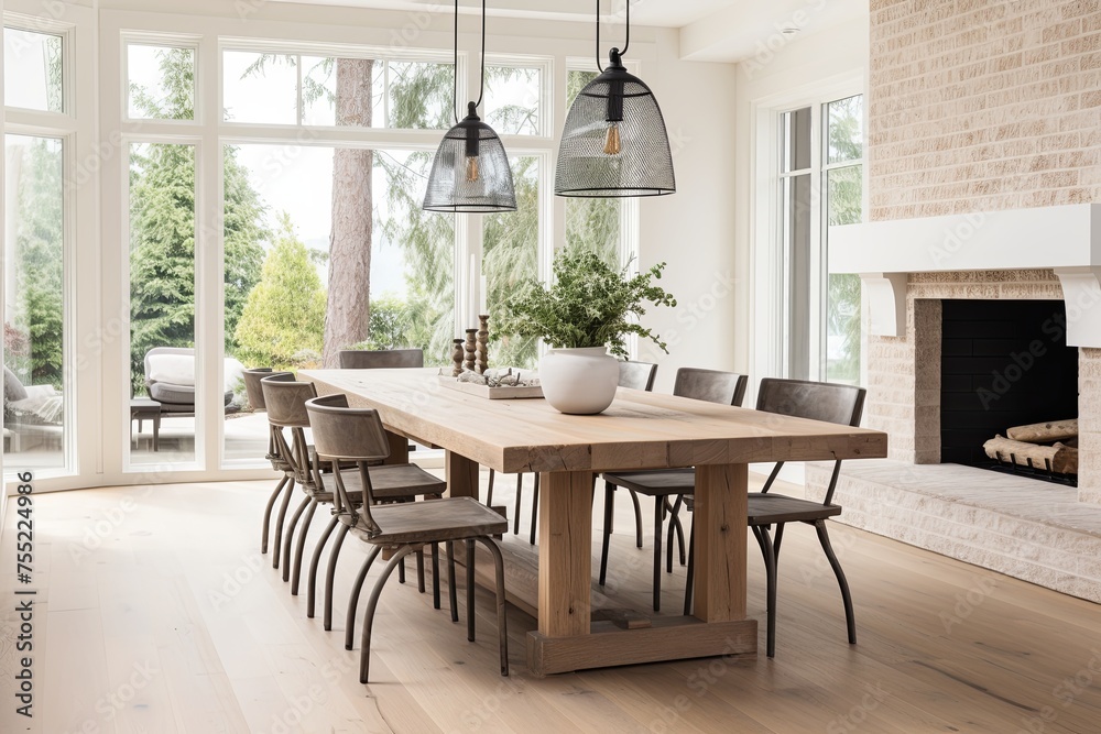 Modern Farmhouse Dining Room: Rustic Elegance with a Farmhouse Table Twist