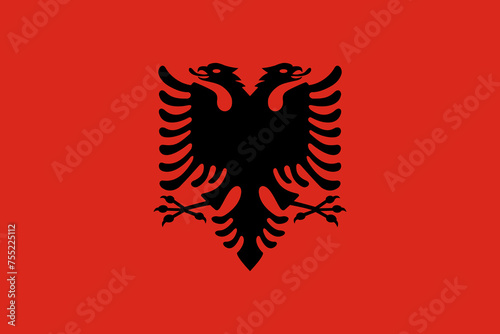 Albania vector flag in official colors and 3:2 aspect ratio.