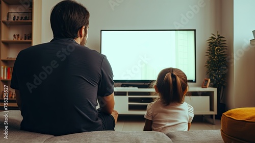father and daughter watching TV together