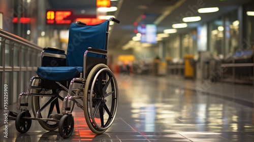 A Wheelchair In Empty Airport Terminal