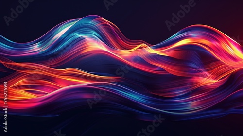 A vibrant wallpaper featuring a neon-colored wave with a luminous glow, symbolizing the dynamic flow of data transfer. The electrifying hues against a dark background create a futuristic and energetic