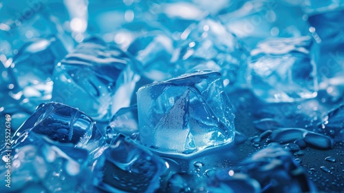 Ice cube frozen close up wallpaper background © Irina