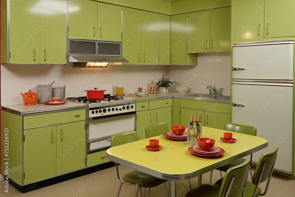 Fototapeta premium Avocado Green Dream: Retro 60s Inspired Kitchen Inspirations