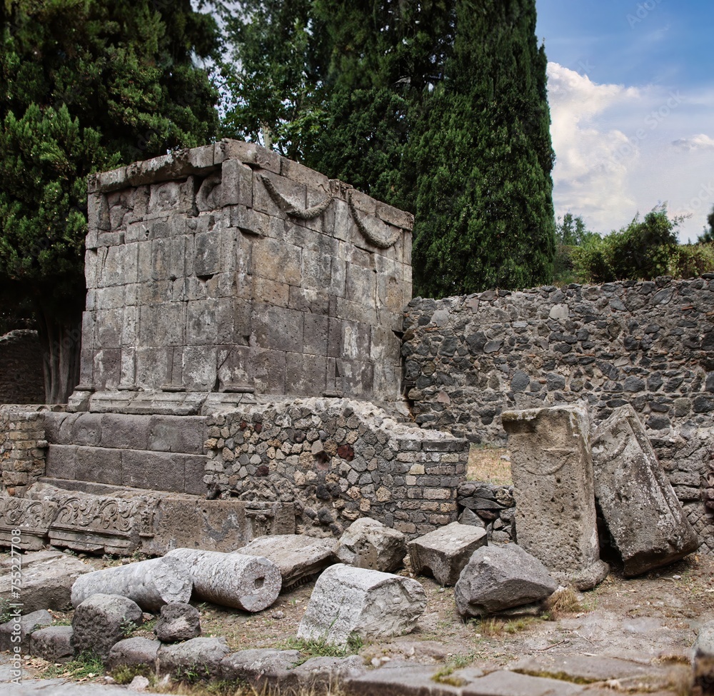 Fototapeta premium The Necropolis of Porta Ercolano is a cemetery outside Porta Ercolano of Pompeii (Italy), it was used since the founding of Pompeii, showing the most common burial practices of the time