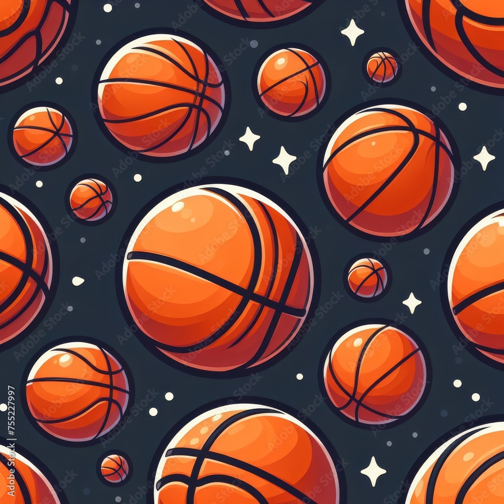 Seamless Pattern of Basketball Illustration