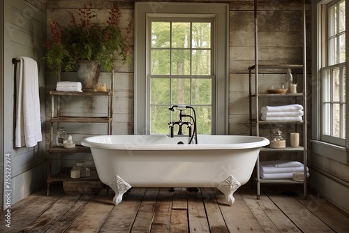 Rustic Farmhouse Bathroom Designs  Vintage Distressed Furniture   Classic Clawfoot Tubs