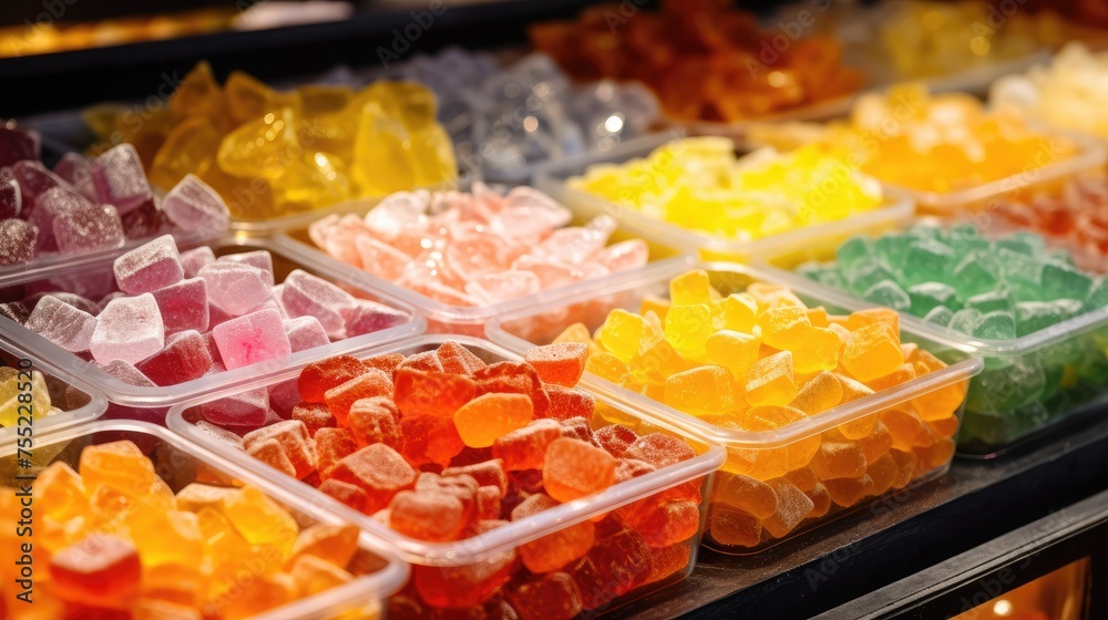 Marmalade candy jelly showcase supermarket grocery market wallpaper background