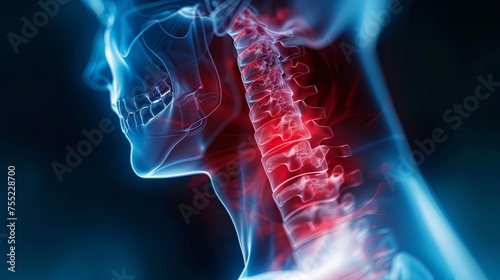 Neck bone nerve pain concept background