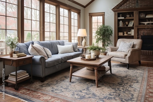 Vintage Farmhouse Living Room  Rustic Ideas  Farmhouse Lighting  and Vintage Rugs