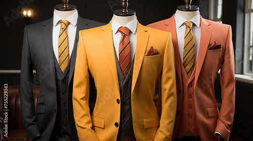 Italian suit three piece product image, generative ai