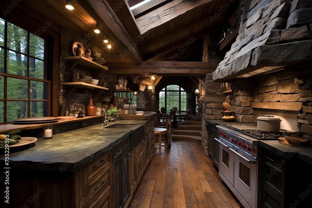 Stone Countertops Showcase: Rustic Mountain Cabin Kitchen Inspirations