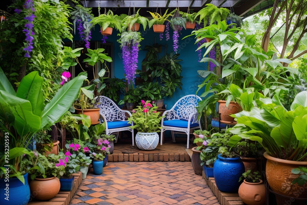 Enchanting Patio Oasis: Hanging Plants and Decorative Pots in Our Secret Garden Haven Enchanting Patio Oasis: Hanging Plants and Decorative Pots in Our Secret Garden Haven