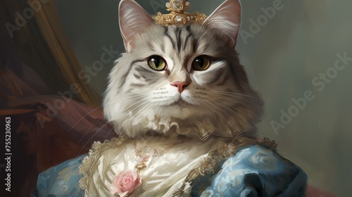 King royal person cat oil painting style portrait wallpaper background photo