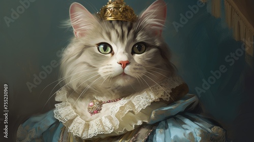 King royal person cat oil painting style portrait wallpaper background