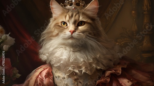 King royal person cat oil painting style portrait wallpaper background