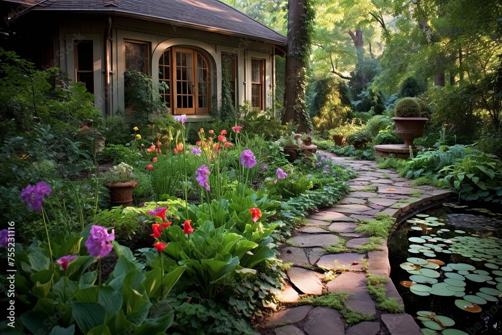 Tranquil Garden Pathways: Serene Koi Pond Garden Inspirations with a Soothing Pond View