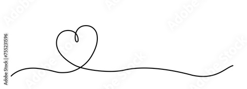 A heart formed by a continuous line – Minimalistic line art of a heart isolated on a transparent background
