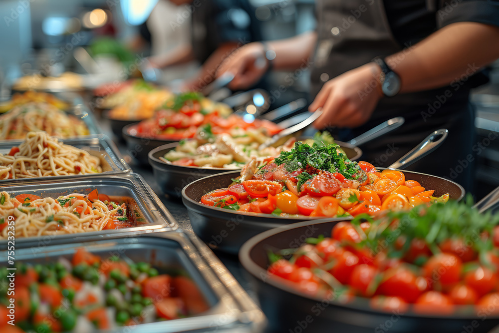 A global cuisine cooking class where participants learn to prepare dishes from different corners of the world. Concept of culinary diversity. Generative Ai.