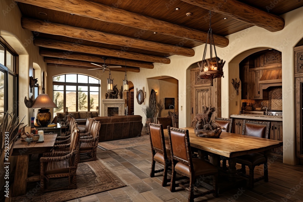 Rustic Southwestern Desert Dining Room Ideas: Wooden Beams & Architectural Charm Rustic Southwestern Desert Dining Room Ideas: Wooden Beams & Architectural Charm